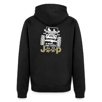 A Hérone His Dog Jeep - Veste à capuche bio Premium Unisexe - noir - Dos - Nico (187cm)
