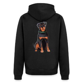 Rottweiler - Unisex Premium Organic Zip Hoodie - black - Back - Nico (187cm)