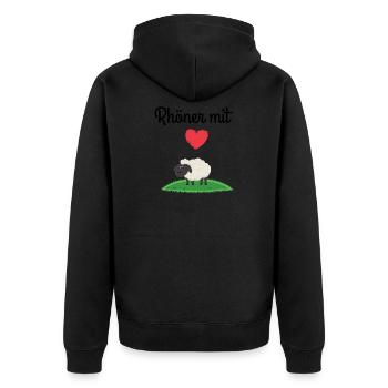 Rhön Schaf Rhönschaf Herz Hessen Wiese Schafe - Unisex Premium Bio Zip Hoodie - Schwarz - Hinten - Nico (187cm)