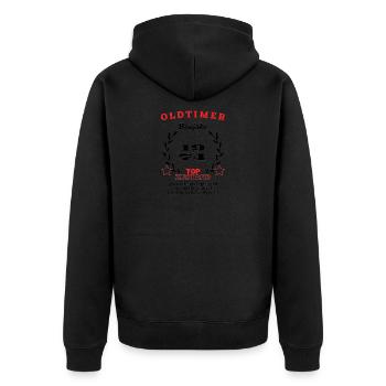Baujahr 1974 - Unisex Premium Bio Zip Hoodie - Schwarz - Hinten - Nico (187cm)