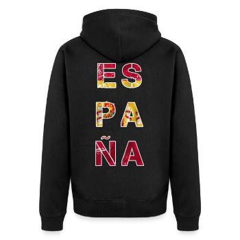 Spanien Design. - Unisex Premium Bio Zip Hoodie - Schwarz - Hinten - Nico (187cm)
