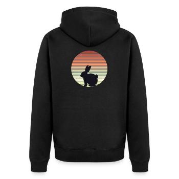 Hase Kaninchen Retro Vintage Häschen Haustier Tier - Unisex Premium Bio Zip Hoodie - Schwarz - Hinten - Nico (187cm)
