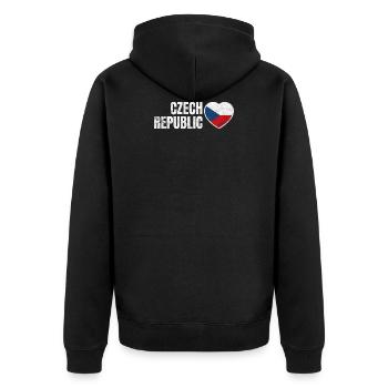 Tschechische Republik - Unisex Premium Bio Zip Hoodie - Schwarz - Hinten - Nico (187cm)