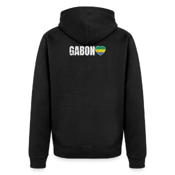 Gabun - Unisex Premium Bio Zip Hoodie - Schwarz - Hinten - Nico (187cm)