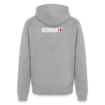 Georgia - Unisex Premium Organic Zip Hoodie - heather grey - Back - Nico (187cm)