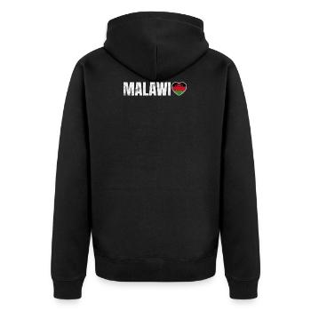 Malawi - Unisex Premium Organic Zip Hoodie - black - Back - Nico (187cm)