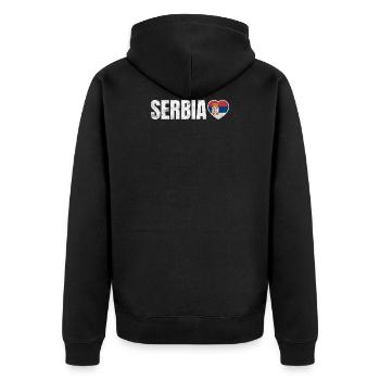 Serbie - Veste à capuche bio Premium Unisexe - noir - Dos - Nico (187cm)