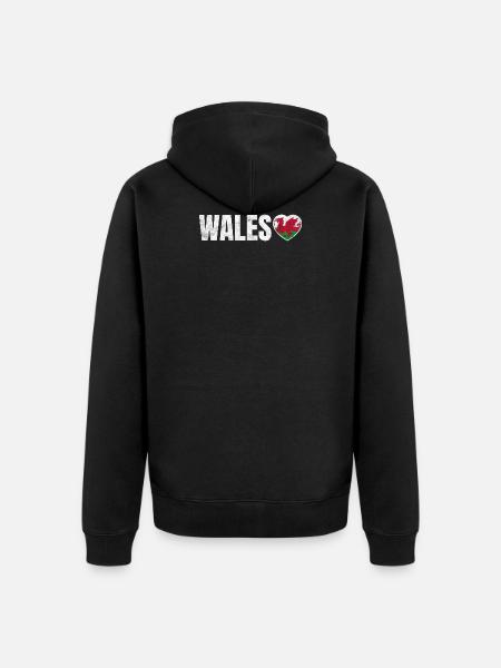 Wales - Unisex Premium Organic Zip Hoodie - black