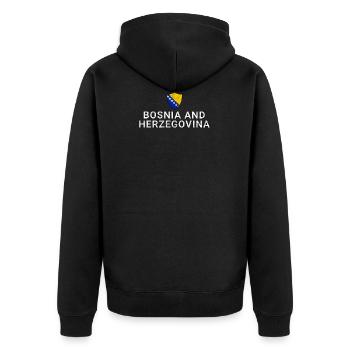 Bosnien und Herzegowina - Unisex Premium Bio Zip Hoodie - Schwarz - Hinten - Nico (187cm)