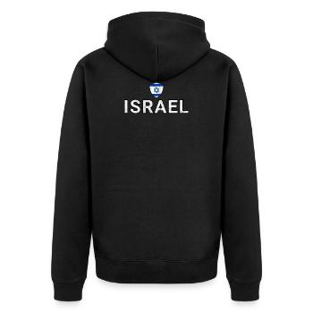 Israel - Unisex Premium Organic Zip Hoodie - black - Back - Nico (187cm)