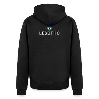Lesotho - Unisex Premium Bio Zip Hoodie - Schwarz - Hinten - Nico (187cm)