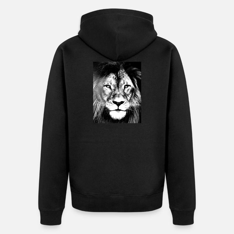 Lion noir blanc design - Veste à capuche bio Premium Unisexe - noir