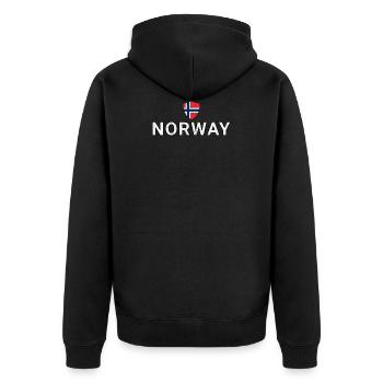 Norway - Unisex Premium Organic Zip Hoodie - black - Back - Nico (187cm)