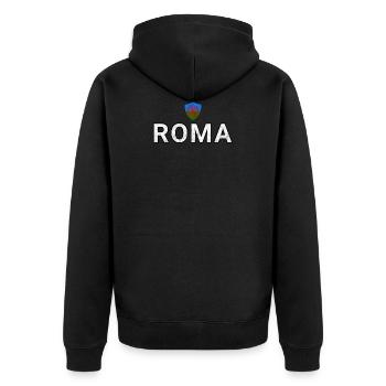 Roma - Unisex Premium Organic Zip Hoodie - black - Back - Nico (187cm)