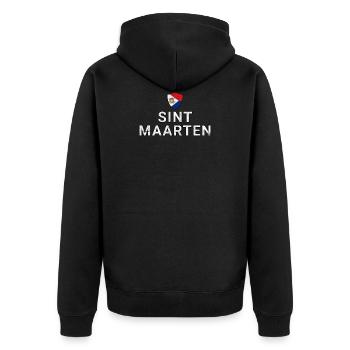 Sint Maarten - Unisex Premium Organic Zip Hoodie - black - Back - Nico (187cm)