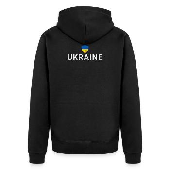 Ukraine - Unisex Premium Organic Zip Hoodie - black - Back - Nico (187cm)