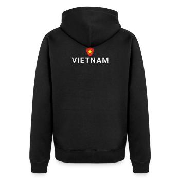 Vietnam - Unisex Premium Bio Zip Hoodie - Schwarz - Hinten - Nico (187cm)