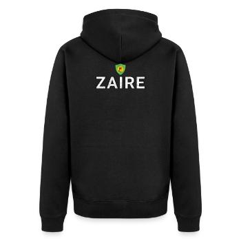 Zaire - Unisex Premium Bio Zip Hoodie - Schwarz - Hinten - Nico (187cm)