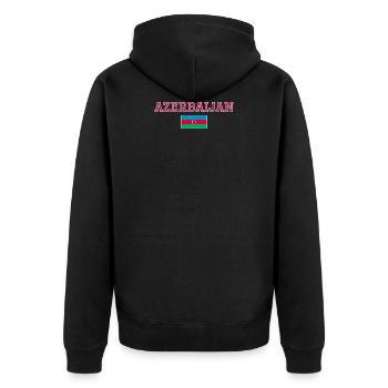 Azerbaijan - Unisex Premium Organic Zip Hoodie - black - Back - Nico (187cm)