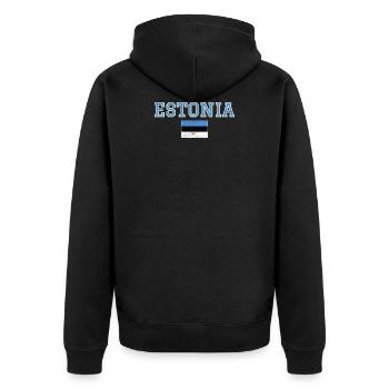 Estland - Unisex Premium Bio Zip Hoodie - Schwarz - Hinten - Nico (187cm)