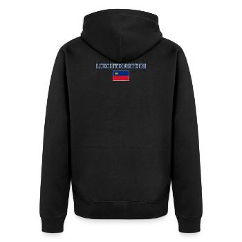 Liechtenstein - Unisex Premium Bio Zip Hoodie - Schwarz - Hinten - Nico (187cm)
