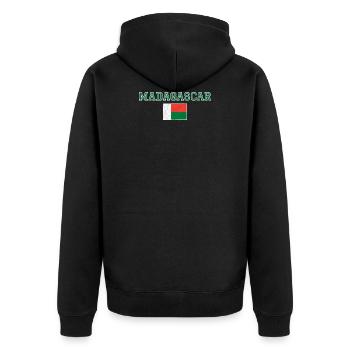 Madagaskar - Unisex Premium Bio Zip Hoodie - Schwarz - Hinten - Nico (187cm)