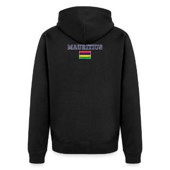 Mauritius - Unisex Premium Organic Zip Hoodie - black - Back - Nico (187cm)
