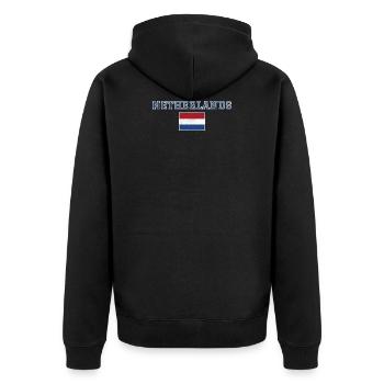 Netherlands - Unisex Premium Organic Zip Hoodie - black - Back - Nico (187cm)