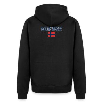 Norway - Unisex Premium Organic Zip Hoodie - black - Back - Nico (187cm)