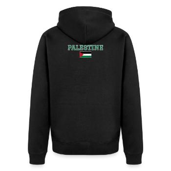 Palestine - Unisex Premium Organic Zip Hoodie - black - Back - Nico (187cm)