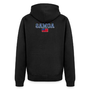 Samoa - Unisex Premium Organic Zip Hoodie - black - Back - Nico (187cm)
