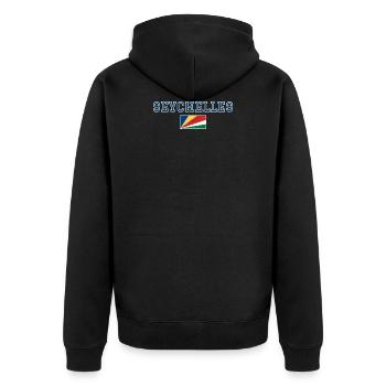 Seychellen - Unisex Premium Bio Zip Hoodie - Schwarz - Hinten - Nico (187cm)
