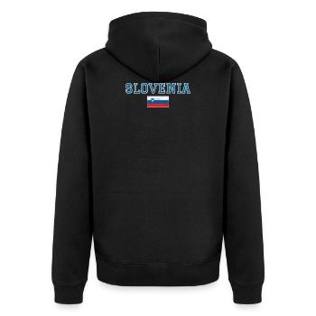 Slowenien - Unisex Premium Bio Zip Hoodie - Schwarz - Hinten - Nico (187cm)