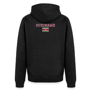 Suriname - Unisex Premium Bio Zip Hoodie - Schwarz - Hinten - Nico (187cm)
