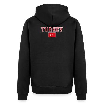 Türkei - Unisex Premium Bio Zip Hoodie - Schwarz - Hinten - Nico (187cm)