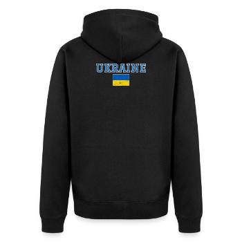 Ukraine - Unisex Premium Organic Zip Hoodie - black - Back - Nico (187cm)