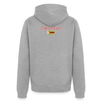 Zimbabwe - Unisex Premium Organic Zip Hoodie - heather grey - Back - Nico (187cm)