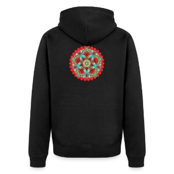 Mandala - Unisex Premium Organic Zip Hoodie - black - Back - Nico (187cm)