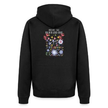 Jesus Christus,Jesus Christus,Jesus Christus,Jesus - Unisex Premium Bio Zip Hoodie - Schwarz - Hinten - Nico (187cm)