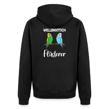 Wellensittich-Flüsterer Vogel Haustier - Unisex Premium Bio Zip Hoodie - Schwarz - Hinten - Nico (187cm)