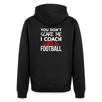 Du erschreckst mich nicht, ich trainiere Mädchenfußball - Unisex Premium Bio Zip Hoodie - Schwarz - Hinten - Nico (187cm)