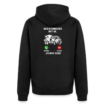 Mein betonmischer ruft an LKW Fahrer Beruf - Unisex Premium Bio Zip Hoodie - Schwarz - Hinten - Nico (187cm)