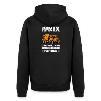 Betonmischer Fahrer LKW Beruf Baustelle - Unisex Premium Bio Zip Hoodie - Schwarz - Hinten - Nico (187cm)