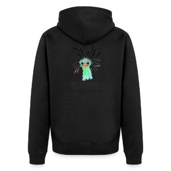 Be Yourself Print | Cute Secretary Bird - Unisex Premium Organic Zip Hoodie - black - Back - Nico (187cm)