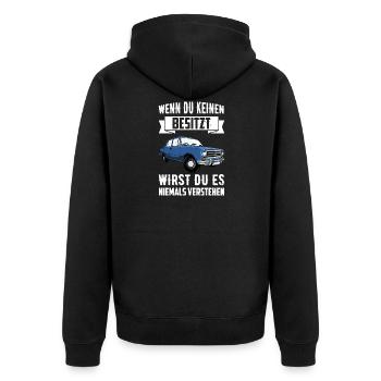 Schiguli Lada Russland Auto Lustiger Spruch - Unisex Premium Bio Zip Hoodie - Schwarz - Hinten - Nico (187cm)