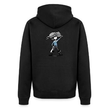 Bretonischer Pirat - Unisex Premium Bio Zip Hoodie - Schwarz - Hinten - Nico (187cm)