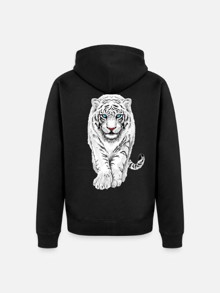 White Tiger - Unisex Premium Organic Zip Hoodie - black