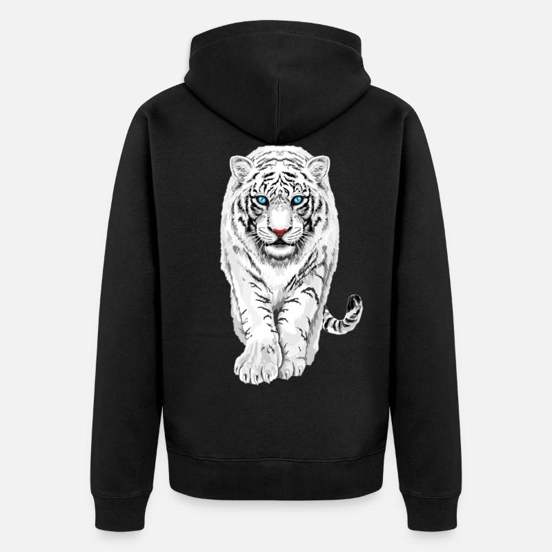 Weißer Tiger - Unisex Premium Bio Zip Hoodie - Schwarz