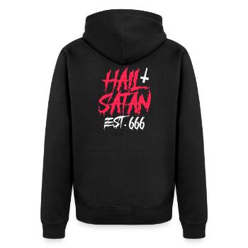 hail satan Design for a enthusiats of satan - Unisex Premium Organic Zip Hoodie - black - Back - Nico (187cm)
