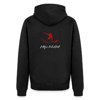 SURFEN BASKENLAND 2 - Unisex Premium Bio Zip Hoodie - Schwarz - Hinten - Nico (187cm)